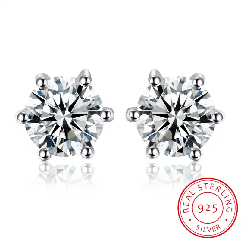 Moissanite Total 0.2ct 6mm Round Cut VVS1 925 Silver Earrings Diamond Test Passed Fashion Love Token Woman Girl Gift