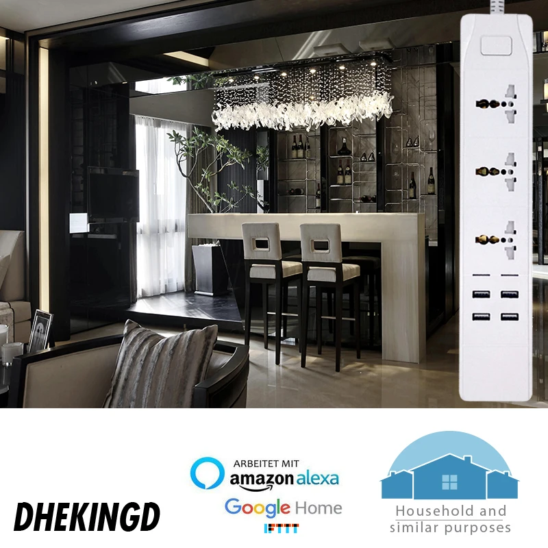 Wifi Smart Power Strip uniwersalne 3 gniazda 2/4USB stacja ładująca praca z Alexa Google Home IFTTT UK/AU/EU/Adapter amerykański wtyczki