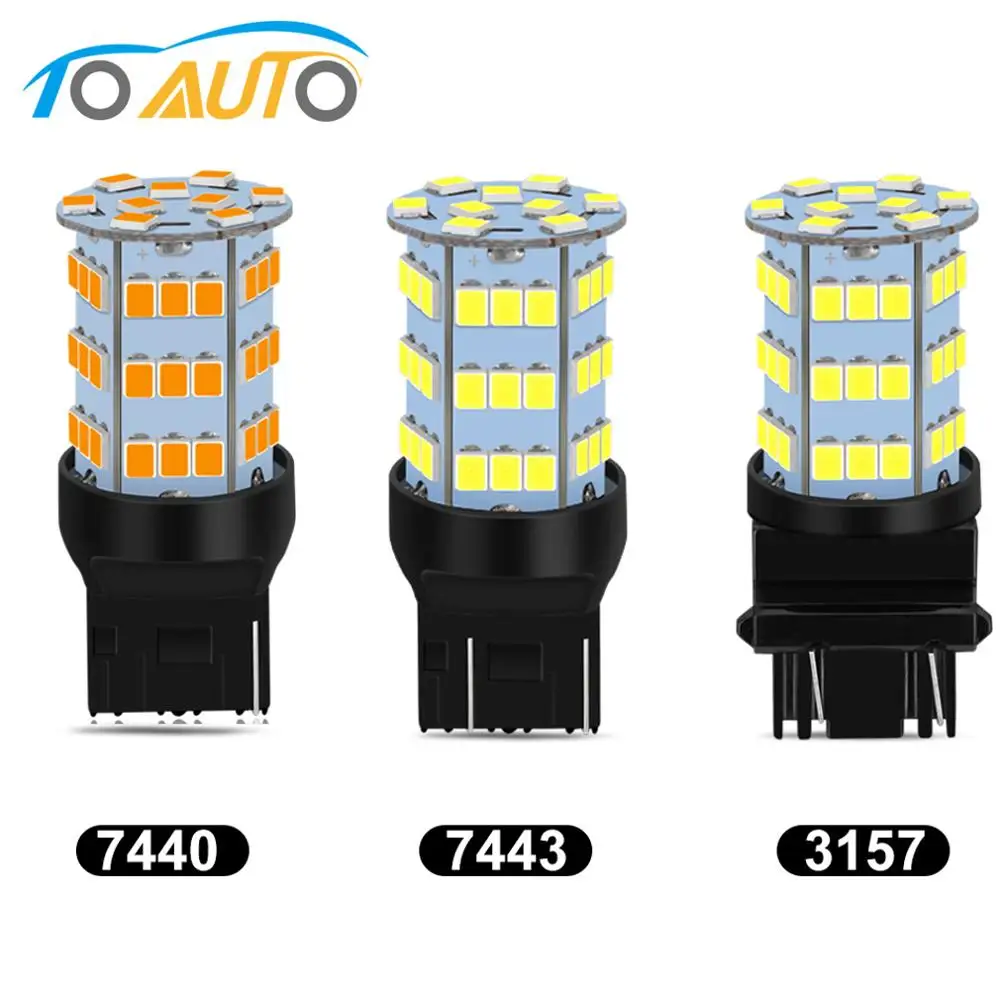 1pcs T20 W21/5W 7443 7440 W21W Led bulb T25 3157 54SMD 2835 Chips Light Car Tail Bulb Brake Lights Turn Reverse Lamp 12V White