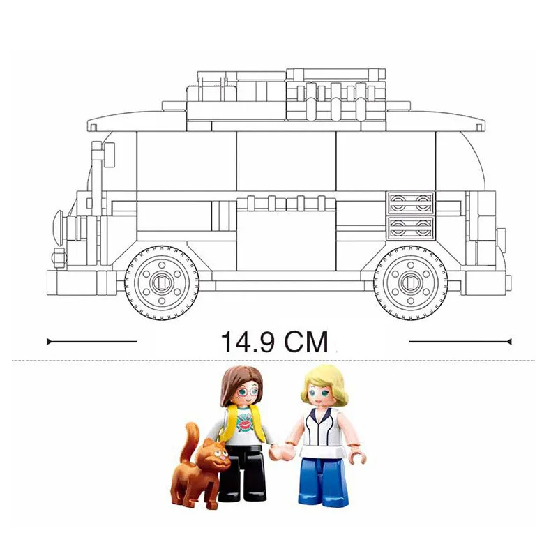 Thành Phố Văn Mini Bạn Bè Người Cắm Trại Xe London Xe Buýt 2 Tầng Mô Hình Sáng Tạo Khối Xây Dựng Xe Nhân Vật Cô Gái Đồ Chơi Trẻ Em