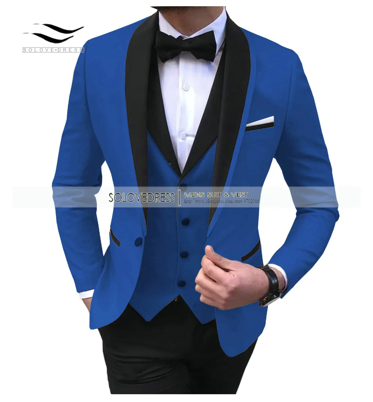 Mens suits 3 Pieces Party Costume  Slim Fit Suits Classic Design Shawl Lapel Tuxedos Prom Suit Blazer & Pants & Vest for Wedding