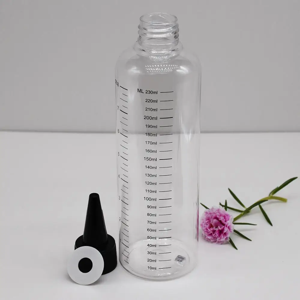 10pcs/lot 230ml PET plastic E-juice bottle,clear Pigment ink Bottle with twist off cap,Refillable Empty Bottle with Graduation