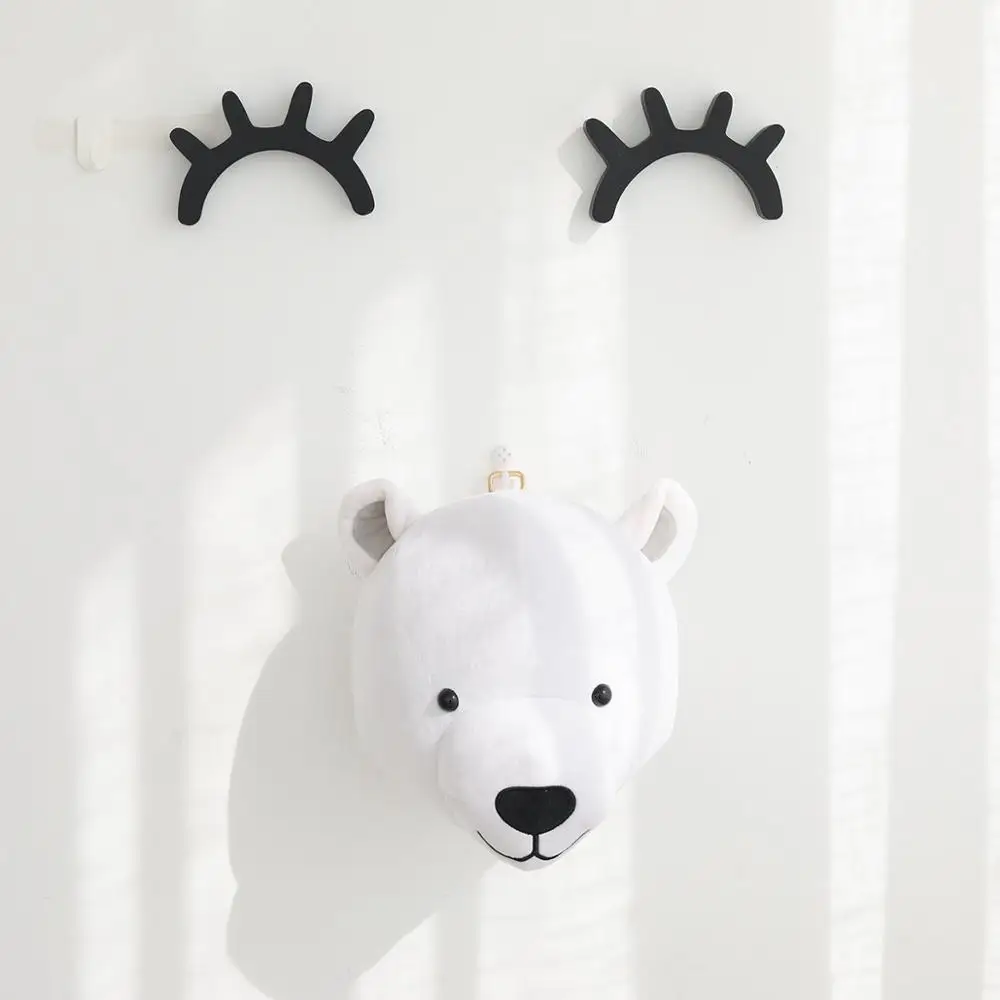 Plush Head Elephant Unicorn Deer Nursery Childhood Room Decor Wall Hangings for Baby Bedroom Wall Mount Kids Stuffed Animal Toys