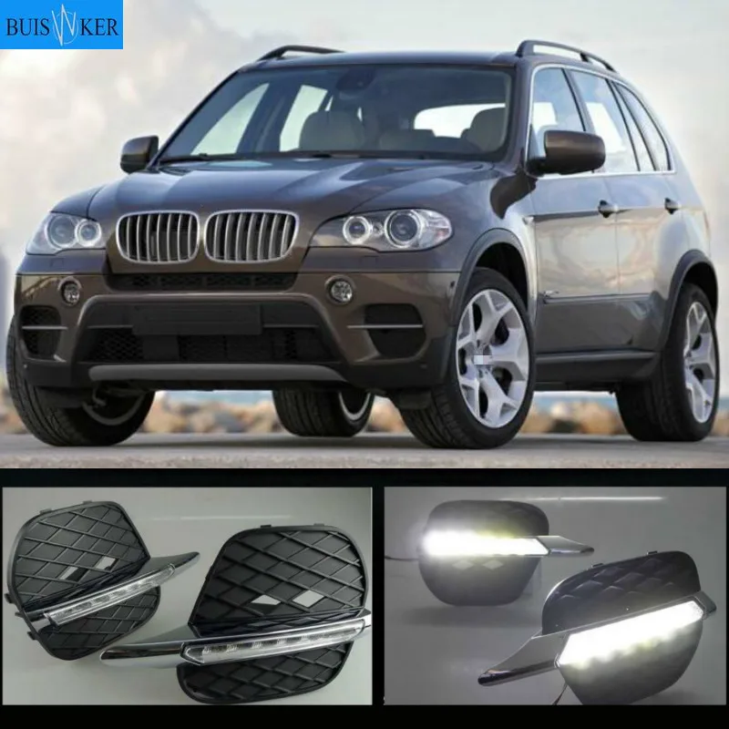 

1Pair DRL For BMW X5 E70 2011 2012 2013 Daytime Running Lights Daylight Car LED Fog head Lamp cover