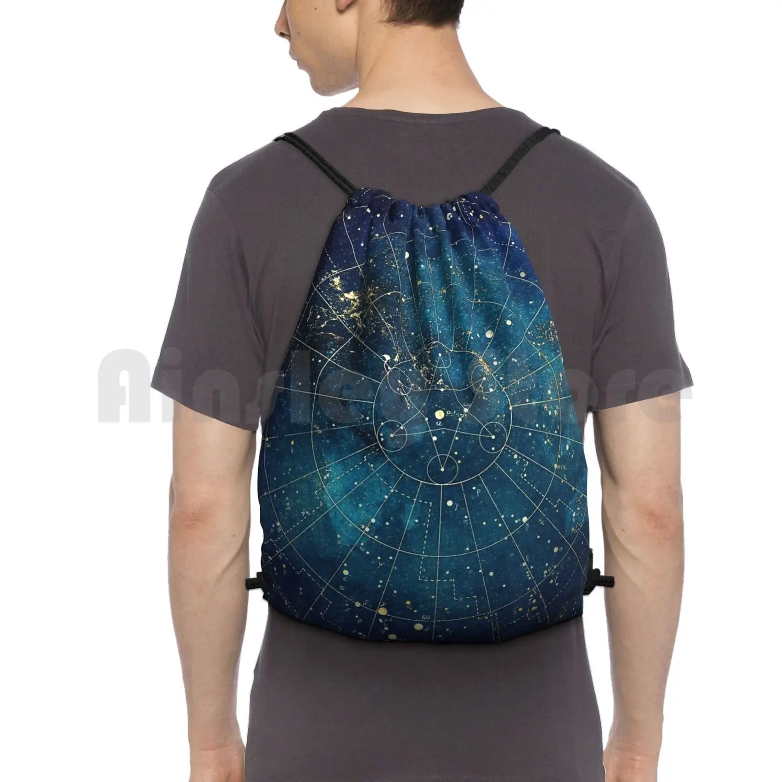 Star Map : : City Lights Backpack Drawstring Bag Riding Climbing Gym Star Polaris North Star Space Dark Night