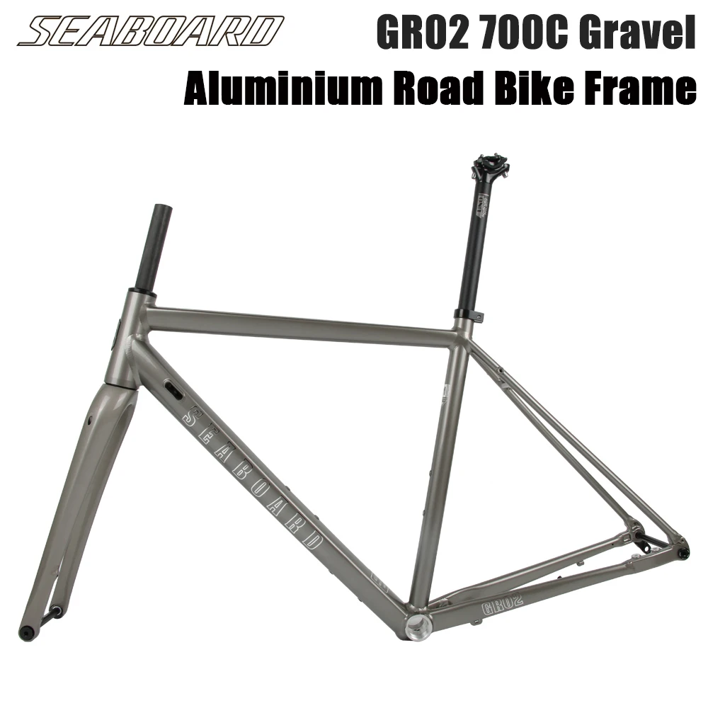 Seaboard Road Bicycle Frame GR02 Gravel Off-Road Disc Brake Aluminum Alloy Frame, 700C Cylinder Shaft With Carbon Fork