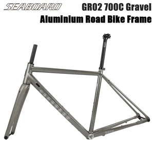 Aluminum alloy frame of the gravel disk brake of the GR02 frame of the Seaboard Road bike, 700C cylinder axle with carbon fork 8 Main Sales Frame Gravel - №3