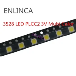 100pcs 3528 LED SMD White Chip PLCC2 Ultra Bright Surface Mount 20mA 3V 7-8LM Light-Emitting Diode 3000K 4000K 6000K 9000K