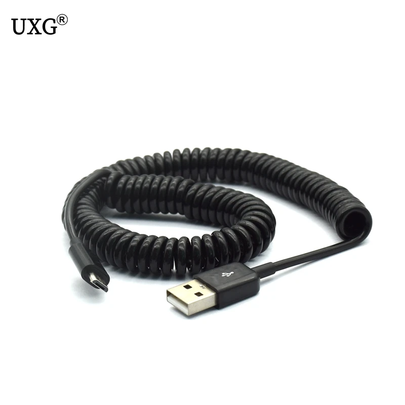 USB 2.0 to Micro USB Spring Data Cable Spiral Coiled 5 Pin Adaptor Digital USB Data Charging Cables Connector USB Charger Cable