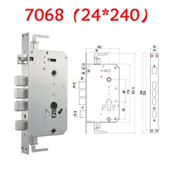 6068,7068, 7568 30*388 40*388 steel security door lock body,Mechanical lock and fingerprint lock body accessories width 75mm