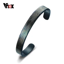 Vnox Cuff Bangle Bracelet Men Cool Punk  9mm Wide Black Stainless Steel Male Bracelet Jewelry