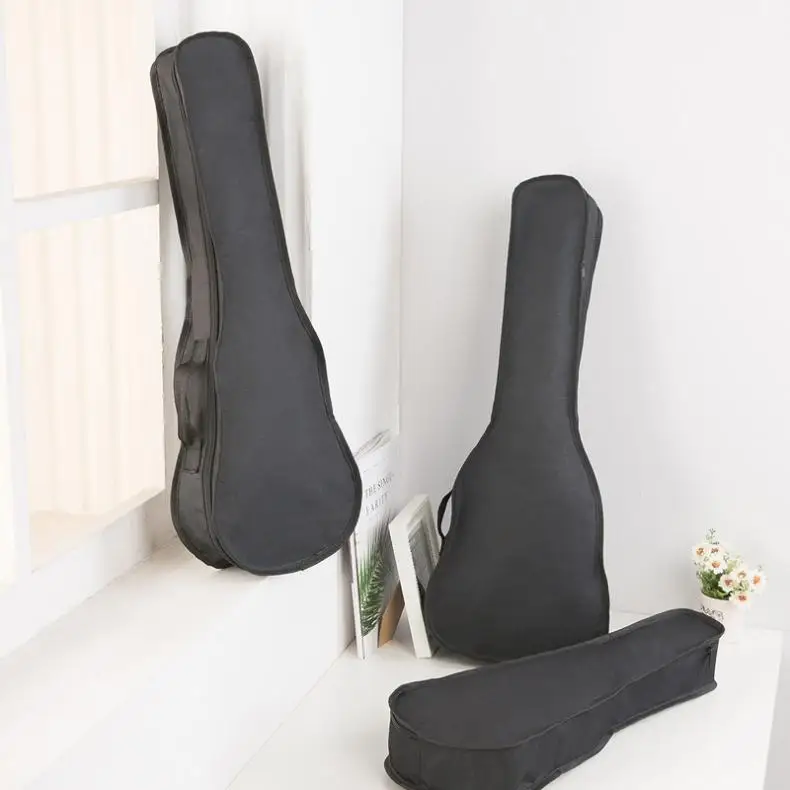 21 Inch Black Portable Ukulele / Guitar Bag Soft Case 600D Oxford Fabric Monolayer Bag Single Shoulder Backpack Padded