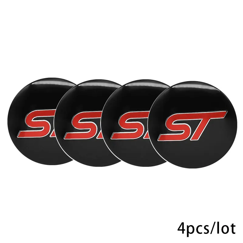 4pcs 56mm 3D Auto Wheel Center Wheel Stickers Hub Cap Cover Car Accessories For Ford ST Racing Focus Mk3 Mk2 Fusion Car Styling