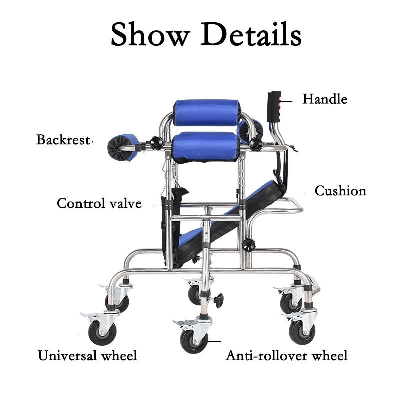 Children 6 Unversal Brake Wheels Walk Support Stand Rehabilitation Equipment Help Disabled Kids Hemiplegia Training Walker Aid