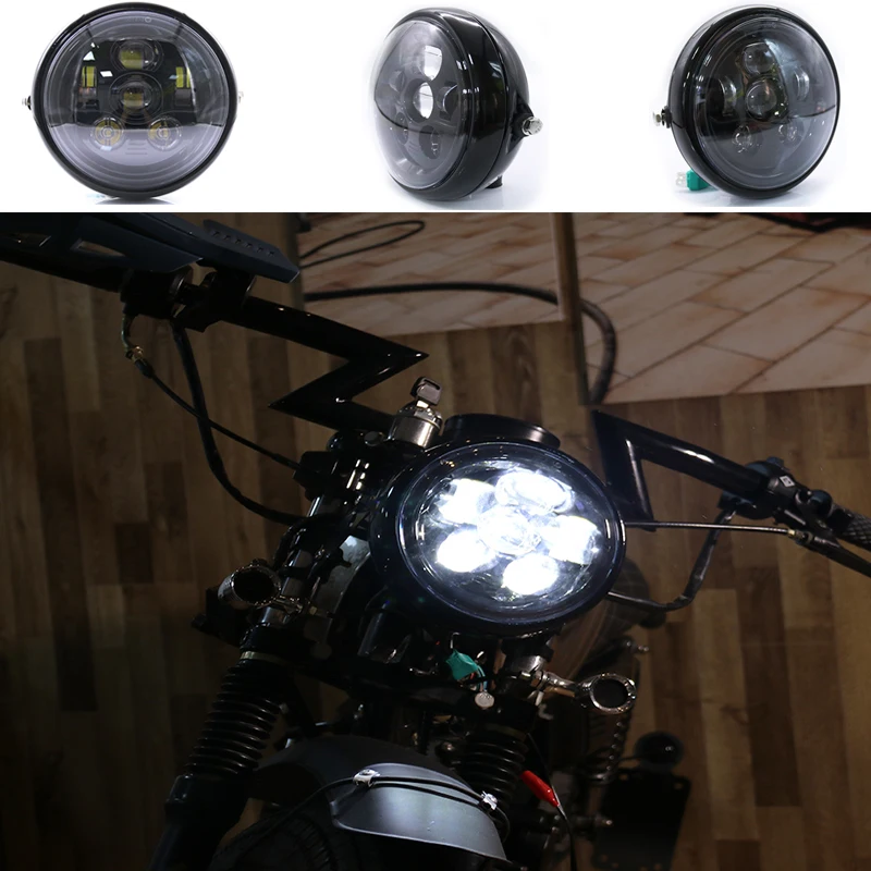 

Motorcycle Retro LED Headlight 7 Inch Scooter led Headlamp Motorbike Vintage Head Lamp Motor Universal White DC 12V Front Light