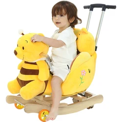 Baby Plush Rocking Horse Chair Child Swing Seat Outdoor Kids Ride on Toys With Early Education Push Trolley Kids Birthday Gifts