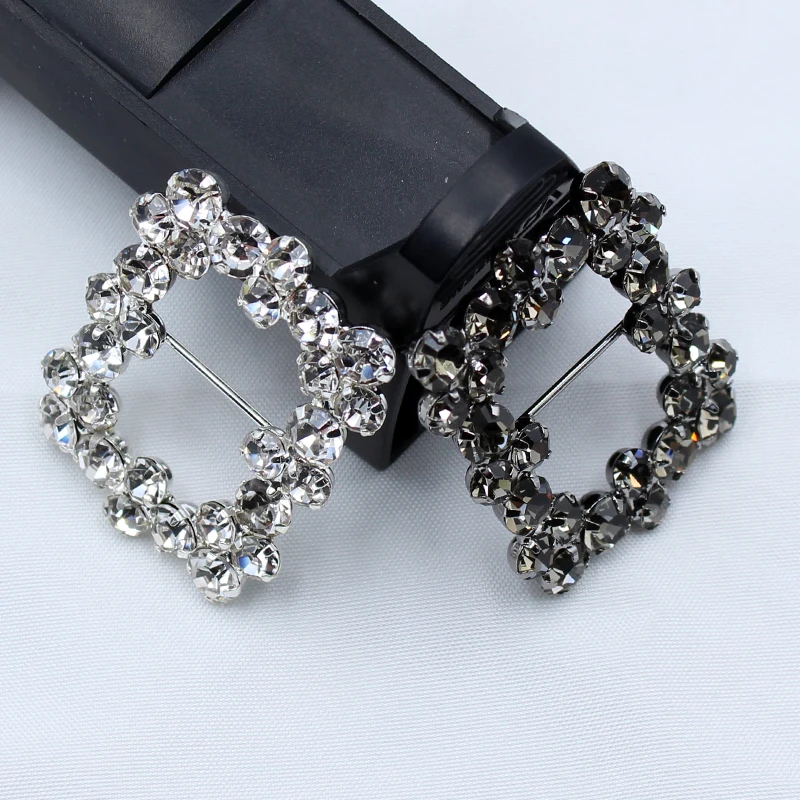 33*40mm 2pcs square shiny rhinestone buckle ribbon sliding buckle clothing hat embellishment decoration DIY jewelry accessories