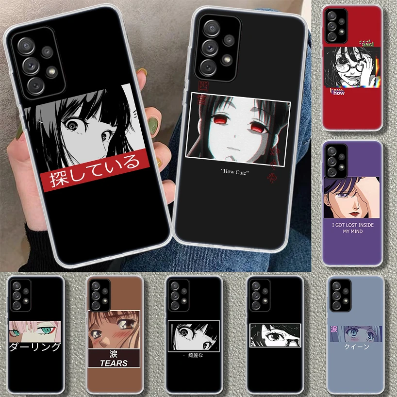 Sad Japanese Anime Aesthetic Phone Case Cover For Samsung Galaxy A14 A24 A34 A54 A04S A13 A23 A33 A53 A73 A03S A12 A22 A32 A52