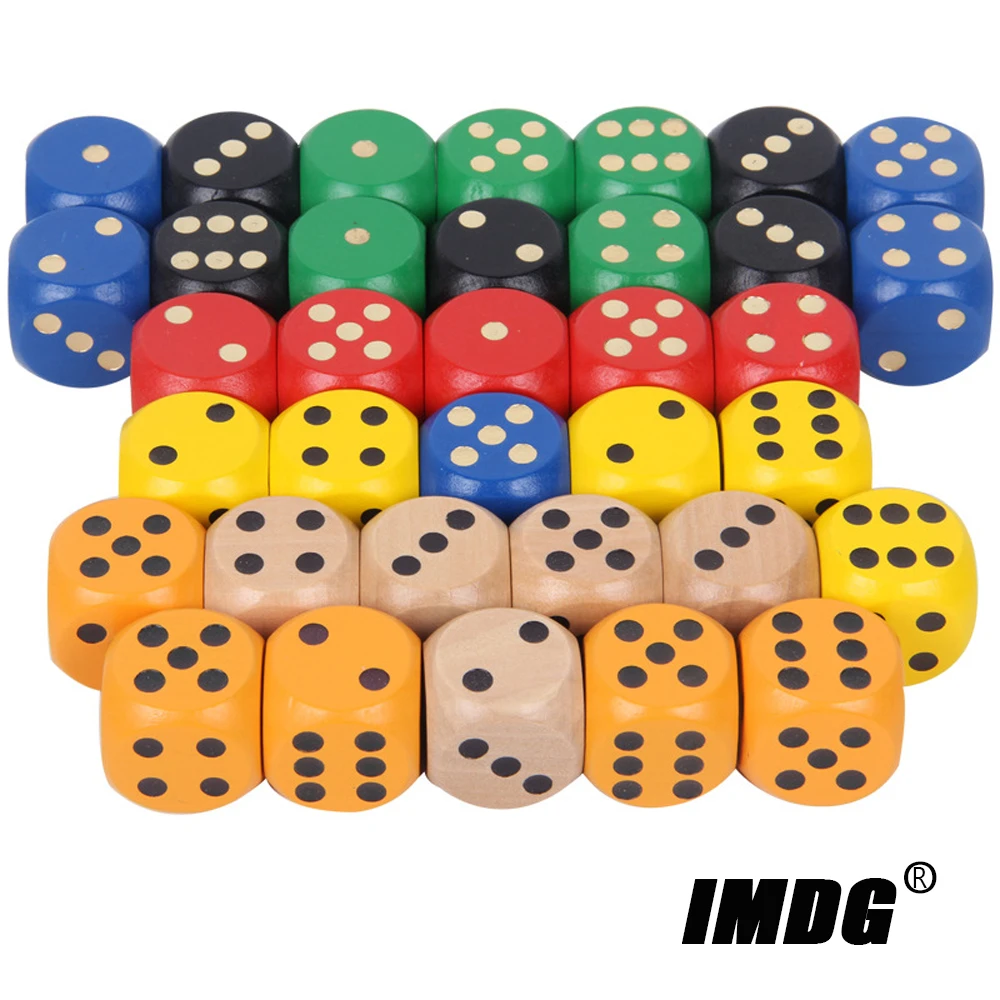 

5pcs/pack Wood Dice 30mm Big Colorful Solid Wooden Black Dot Game Rounded Dice Drinking Mahjong Dice