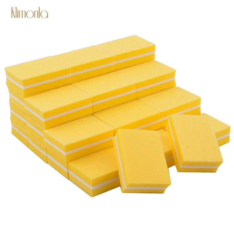 

100pcs/lot Double Sided Mini Cube Shape Sponge Yellow Nail file Nail Buffer Block Sanding Sandpaper Manicure Nail Supplies