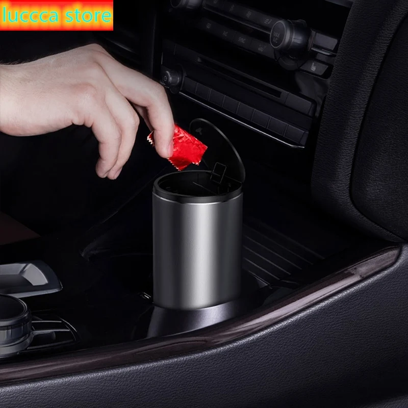 Auto โลหะผสมถังขยะใหม่รถถังขยะรถยนต์จัดเก็บกระเป๋า Ashtray Holder Multifunctional ถังขยะ