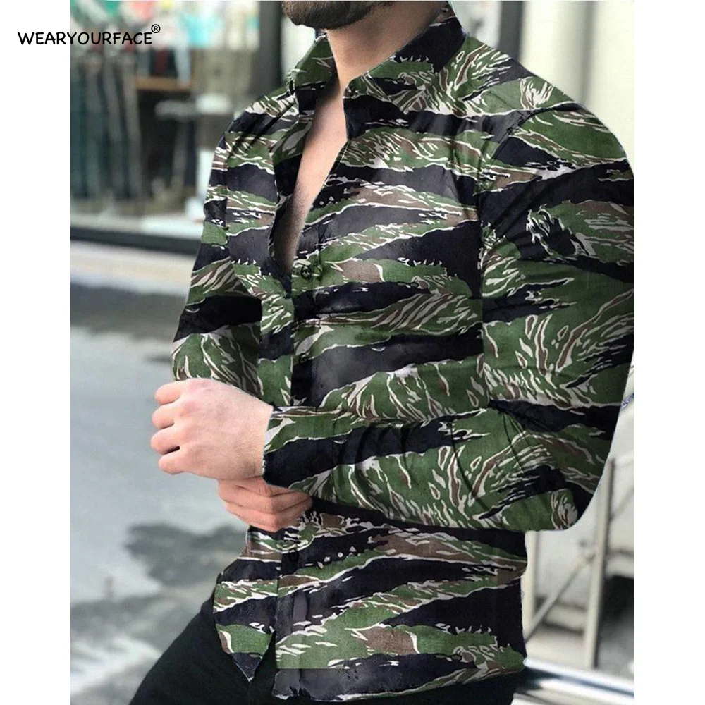 

Tiger Skin Geometry 3D All Over Printed Hawaiian Button Up Shirts Full Sleeve Streetwear Vocation Casual Men Clothing Plus Size