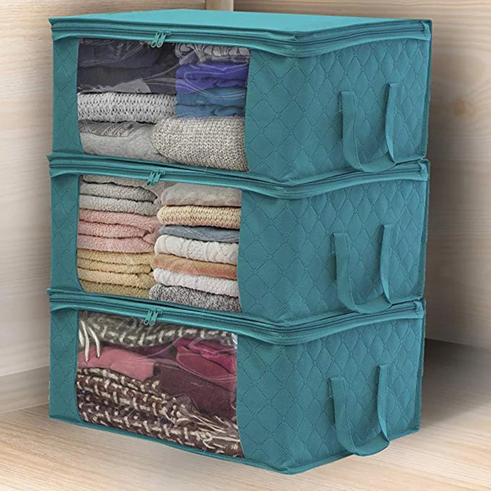 Large Capacity Non-Woven Clothes Quilt Storage Bag Dust Proof Sweater Blanket Organizer Box Foldable Sorting Pouche Home Storage