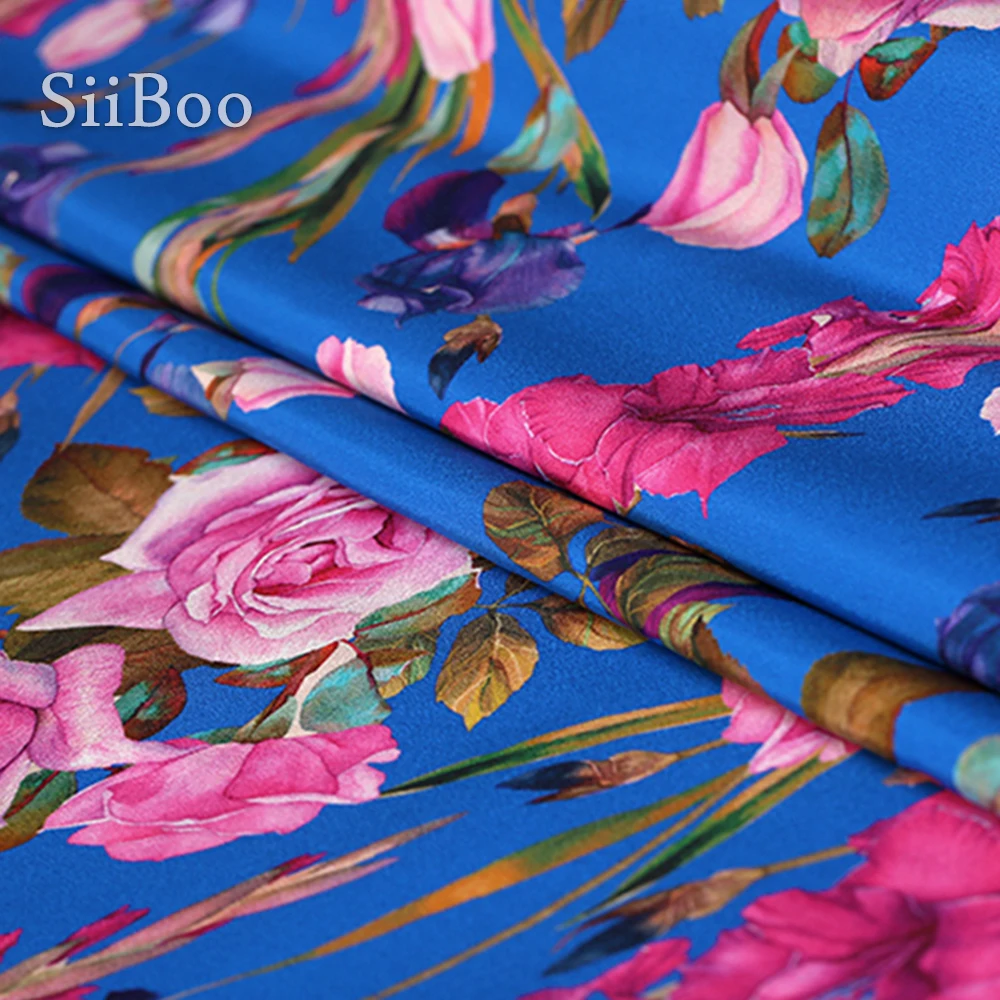 Siiboo top grade heavy spandex crepe de chine natural silk fabric for luxurious Italy style holiday dress 30mm Tela sp6495