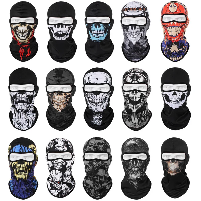 Motorcycle Balaclava Skull Print Moto Full Face Mask Windproof Skiing Head Neck Warmer Cycling Biker Hood Cap Men Helmet Liner