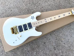 Custom version white double electric guitar five-pointed star inlaid gold accessories free shipping