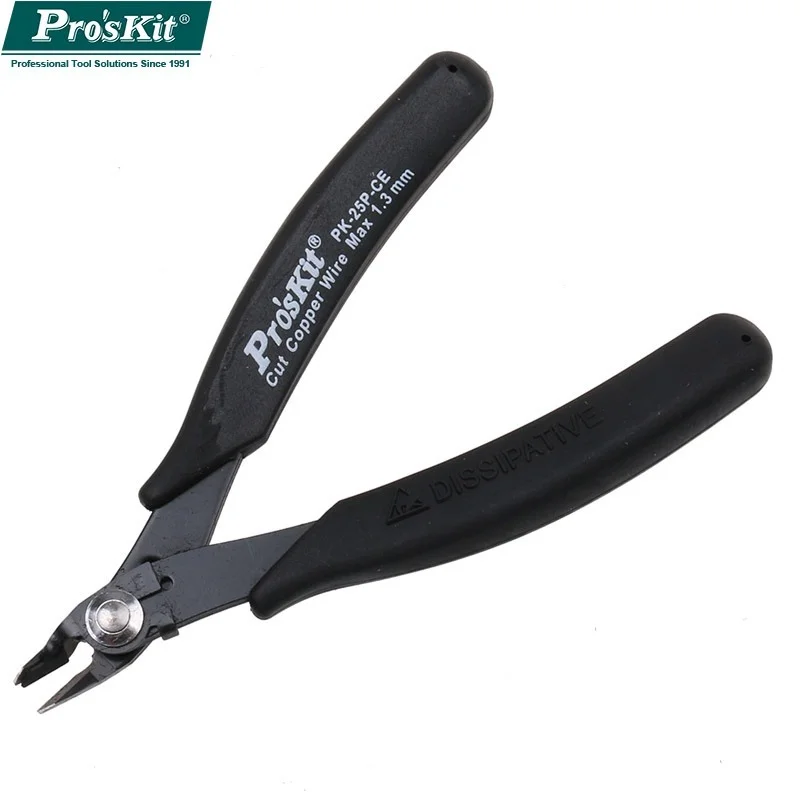 

Proskit 1PK-25P-CE precision PC electronic circuit assembly miniature cutting pliers with safety clip and conductive handle