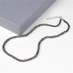Fashion Black Natural Small Pearl Necklace Men Women Freshwater Pearl Beaded Chocker Necklace Female Male Jewelry Party Gift