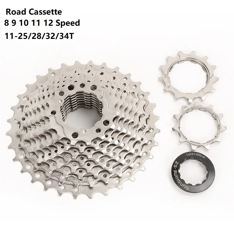 SUNSHINE Road 8/9/10/11/12 Speed Freewheel 11-23/25/28/32/34/36T Bicycle Cassette Sprocket Flywheel Bike Cog Parts