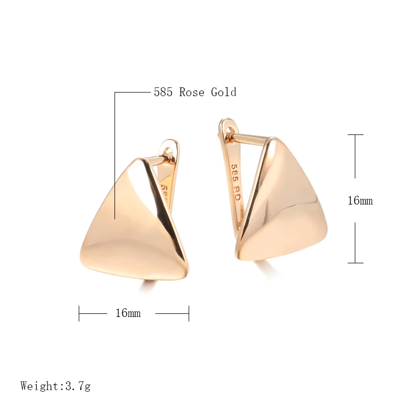 Nuovi gioielli di tendenza orecchini minimalisti in oro rosa 585 orecchini a triangolo quadrato Color oro per gioielli di moda Vintage da donna