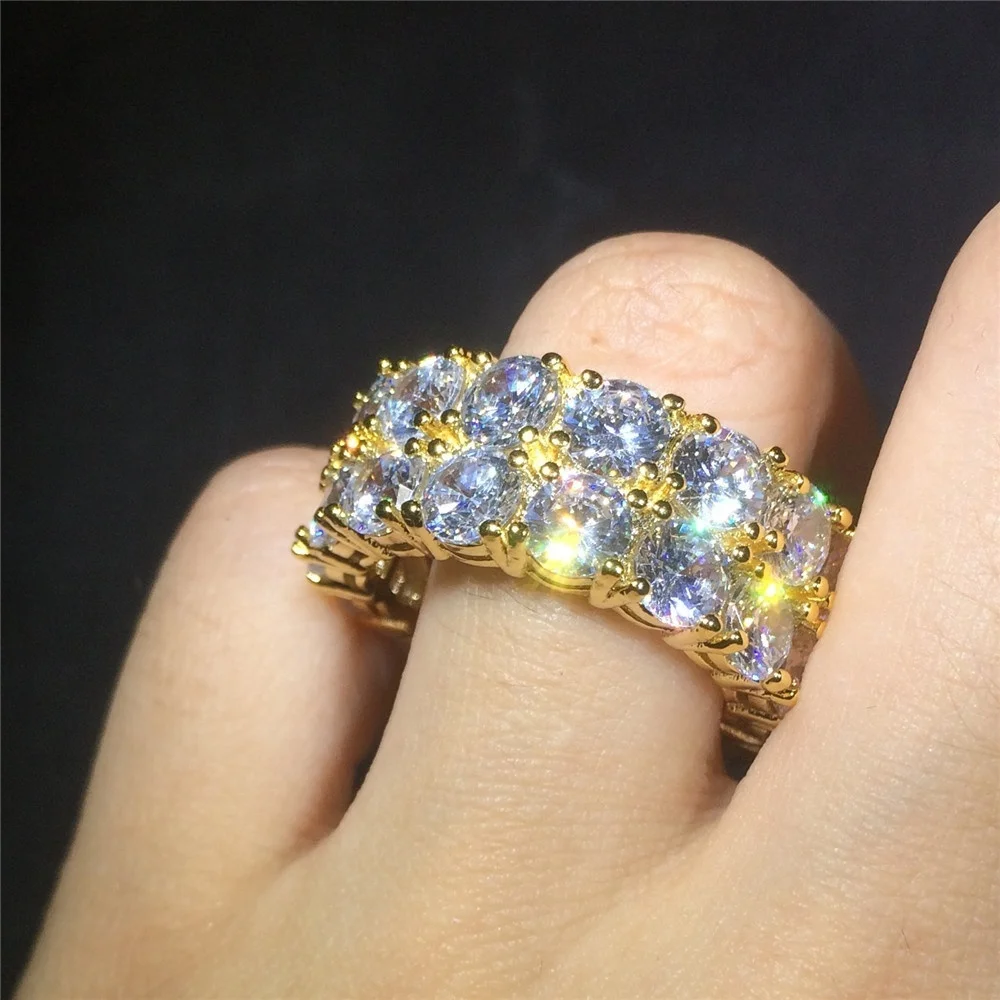 Men Women's Fashion Gold Plated Iced Out Rhinestone Rings for Motorcycle Party Punk Finger Ring Unsiex Hip Hop Jewelry