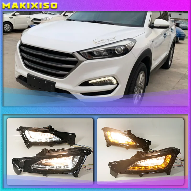 LED Daytime Running Lights For Hyundai Tucson 2015 2016 2017 2018 Daylight 12V DRL foglights headlight body kits Car Styling