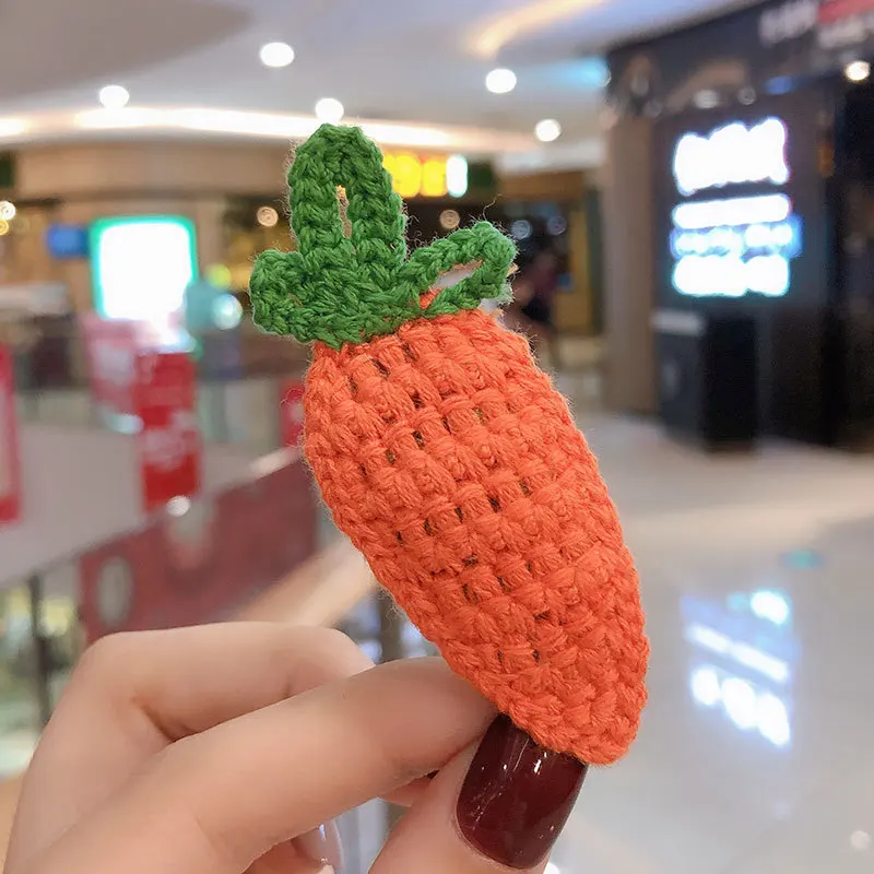 2019 Winter Girls Handmade Knitting Cute Flower Fresh Fruit Hairpins Children Lovely Hair Clips Barrettes Kids Hair Accessories image 5