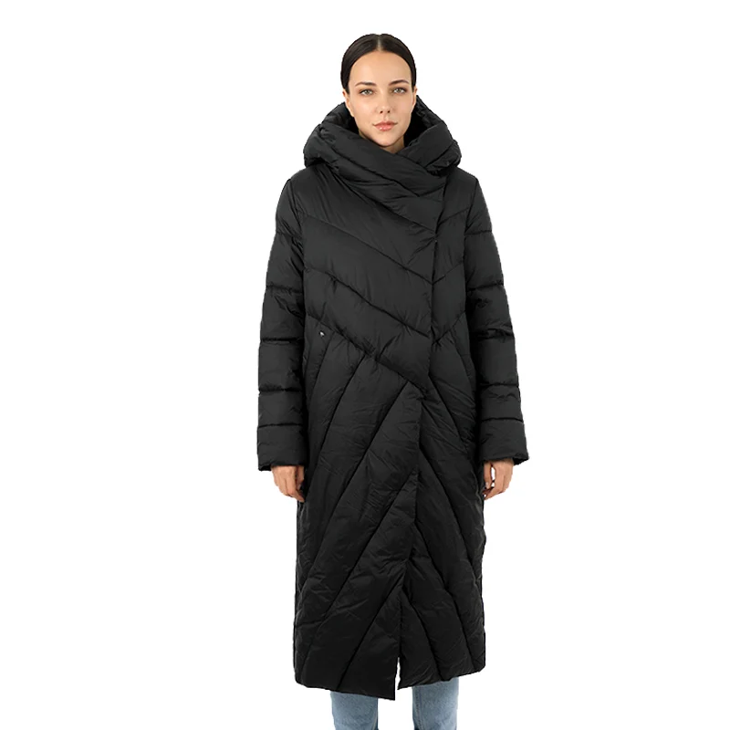 Women's Long Down Jacket Goose Parka Outwear Hood Quilted Coat Female High Street Cotton Quality Clothes Canada Waterproof19-091