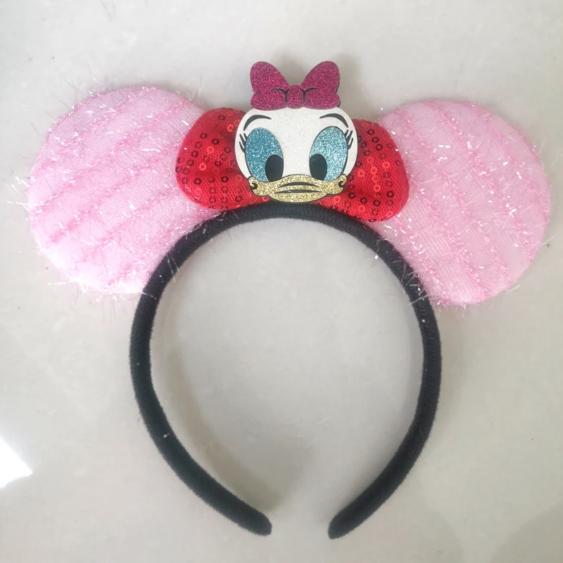 Diadema con orejas de Mickey Mouse para bebé, accesorios para el cabello para mujer, diadema de Navidad para niños, decoraciones de fiesta de feliz