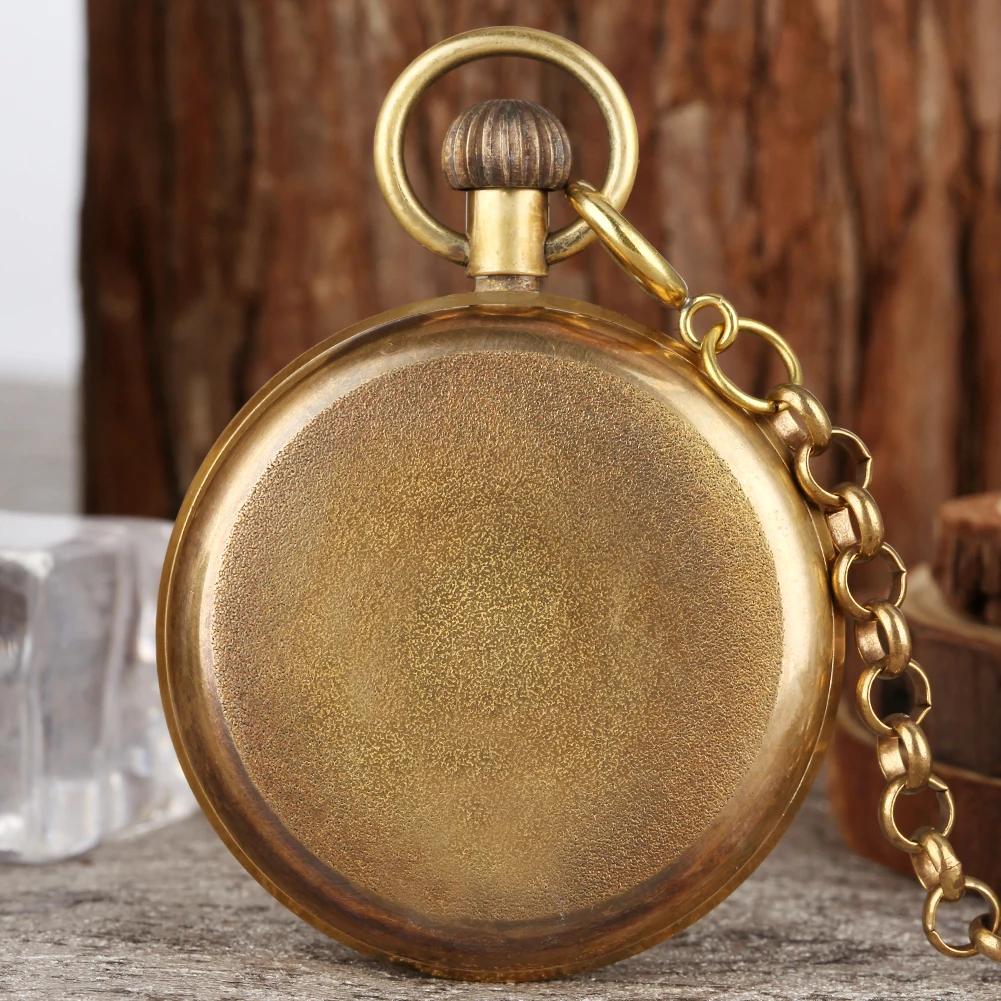 Big Size Vintage Brass Mechanical  Pocket Watch Without Cover Roman Digital Comfortable Thick Chain Pendant Unisex Portable Gift