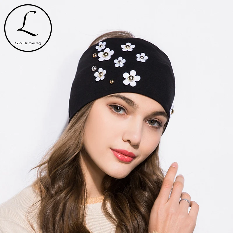 

GZHILOVINGL 2019 New Spring Summer Fashion Women Headbands Flowers Pearl Wide Soft Cotton Girls Womens Hairband Hair Accessories