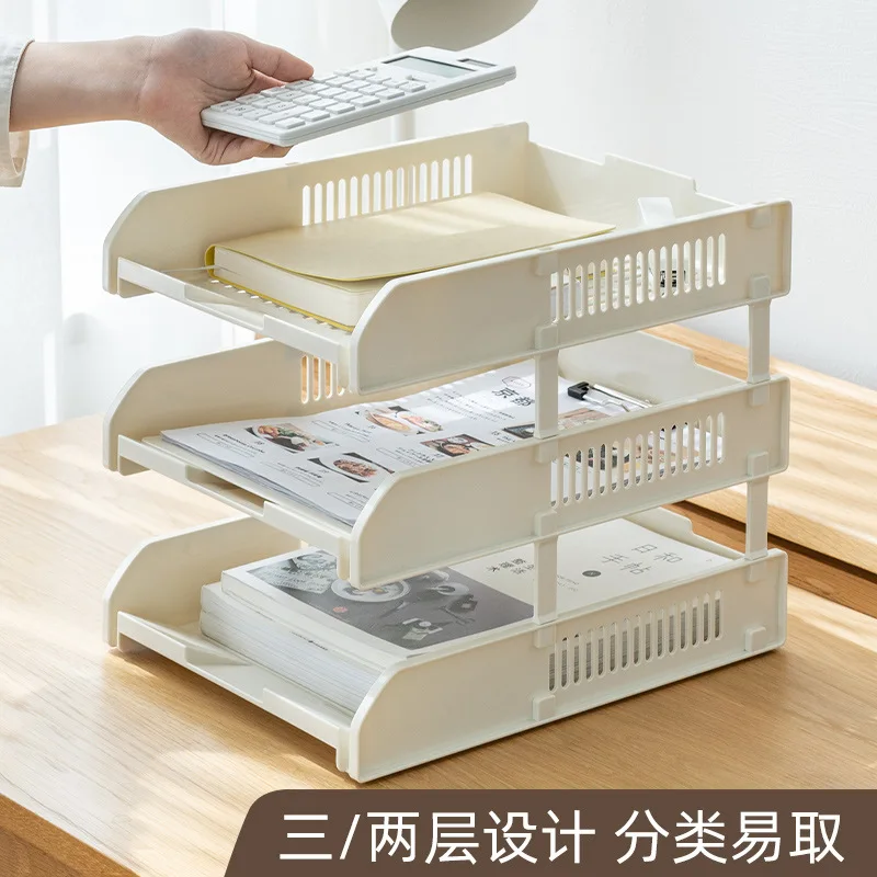 

2/3 Layer Desktop File Tray Organizer Document Paper Organizer Rack Plastic Book Shelf Storage Holder Office Stationery Storage