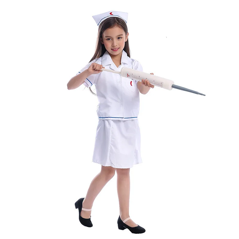 Vestido para crianças executando meninas enfermeira festa de halloween roupas vestir meninos doutor casaco fantasia crianças uniformes cosplay