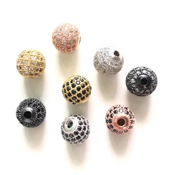 20pcs/Lot 10mm Disco Ball Spacer Beads for Women Bracelet Making Bling Zirconia Paved Gold-Plated Waist Jewelry Accessory Supply