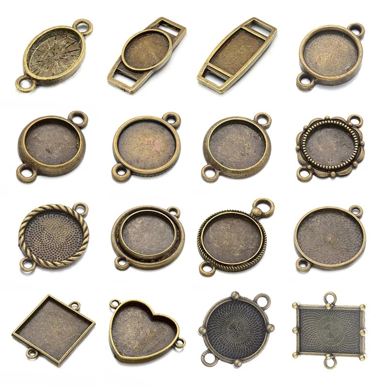 10 sztuk/partia Charms złącze Cabochon podstawa wykroje ustawienie dla naszyjnik wisiorek bransoletka DIY komponenty do wyrobu biżuterii akcesoria
