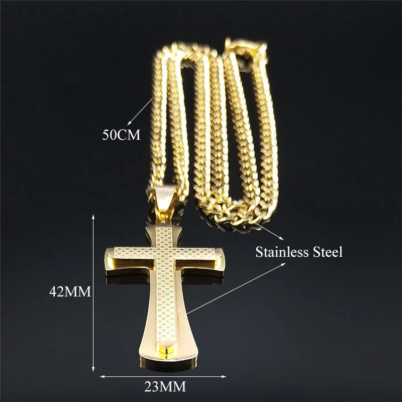 2024 Mode Rvs Kruis Choker Ketting Voor Vrouwen/Mannen Goud Kleur Ketting Hanger Sieraden Kraag Cruz N3447s05