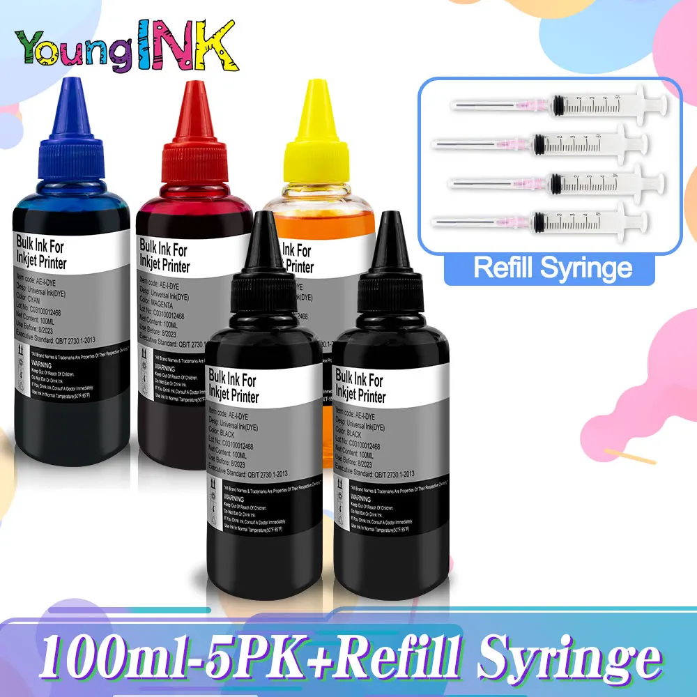 Kit de recarga de tinta de 100ML, suministros universales para impresora de tinte, repuesto de papel de impresión de escritorio para Canon PIXMA