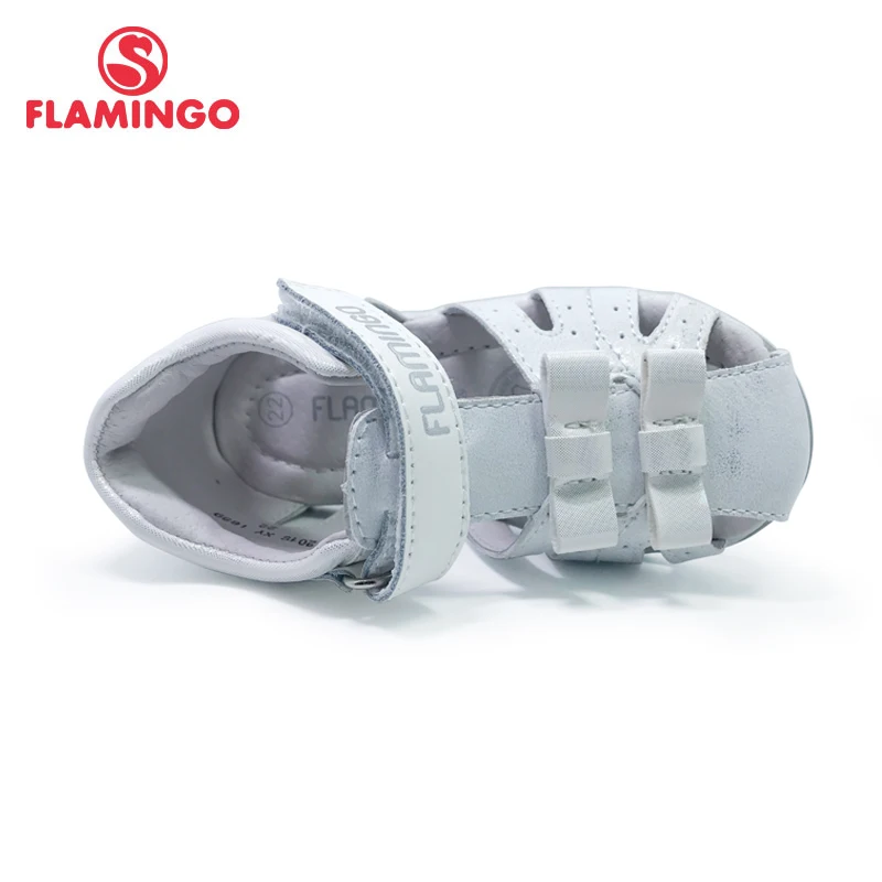 FLAMINGO kids Sandals Hook& Loop Flat Arched Design Chlid Casual Princess Shoes Size 19-24 For Girls 201S-XY-1689