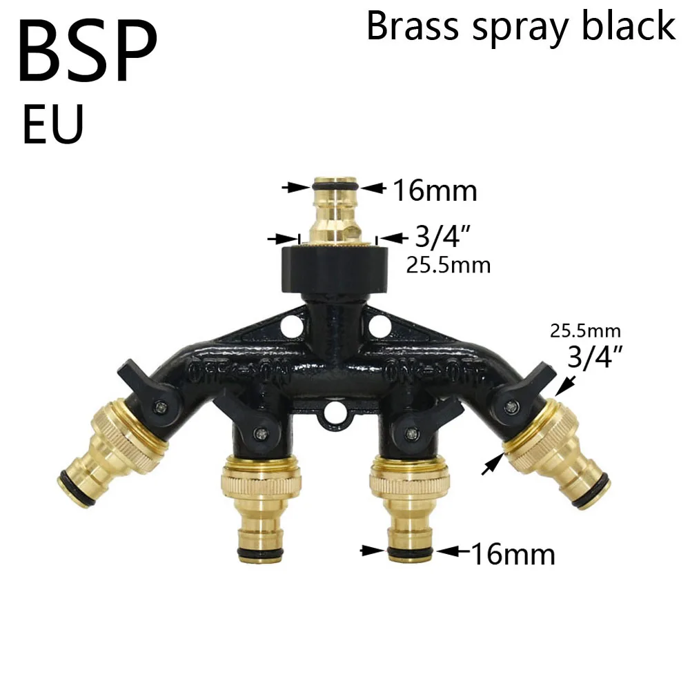 2/4 방향 황동 플라스틱 정원 호스 스플리터 Y형 급수 커넥터, 야외 수도꼭지 및 수도꼭지용 정원 탭, 3/4 인치