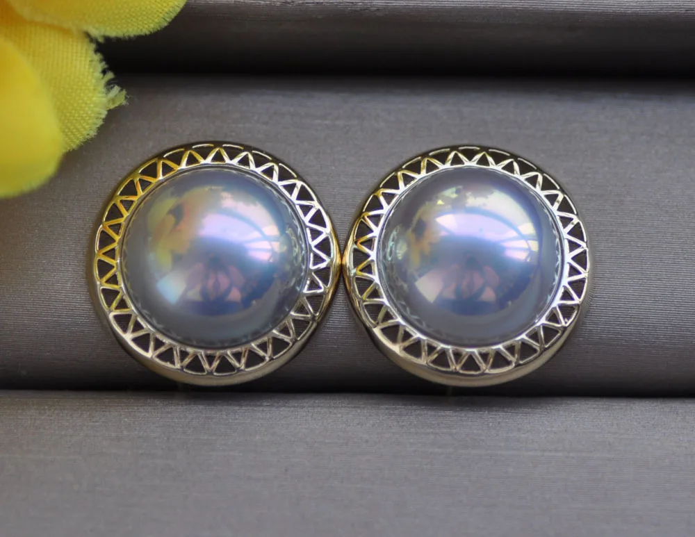 

MTC·STAR Z11053 18mm Peacock-Gray Shell Mabe Pearl Dangle Earring